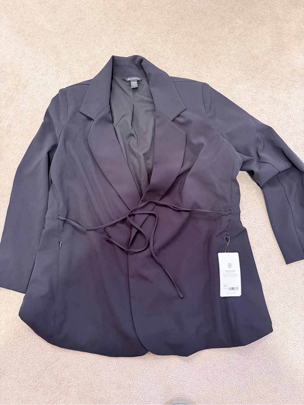 Athleta Black Tie-Waist Blazer Jacket size 18 NWT